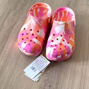 Tie dye platform crocs